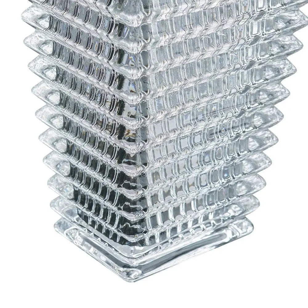 11" Clear Geometric Glass Table Vase - NOBLE HOME INTERIORS