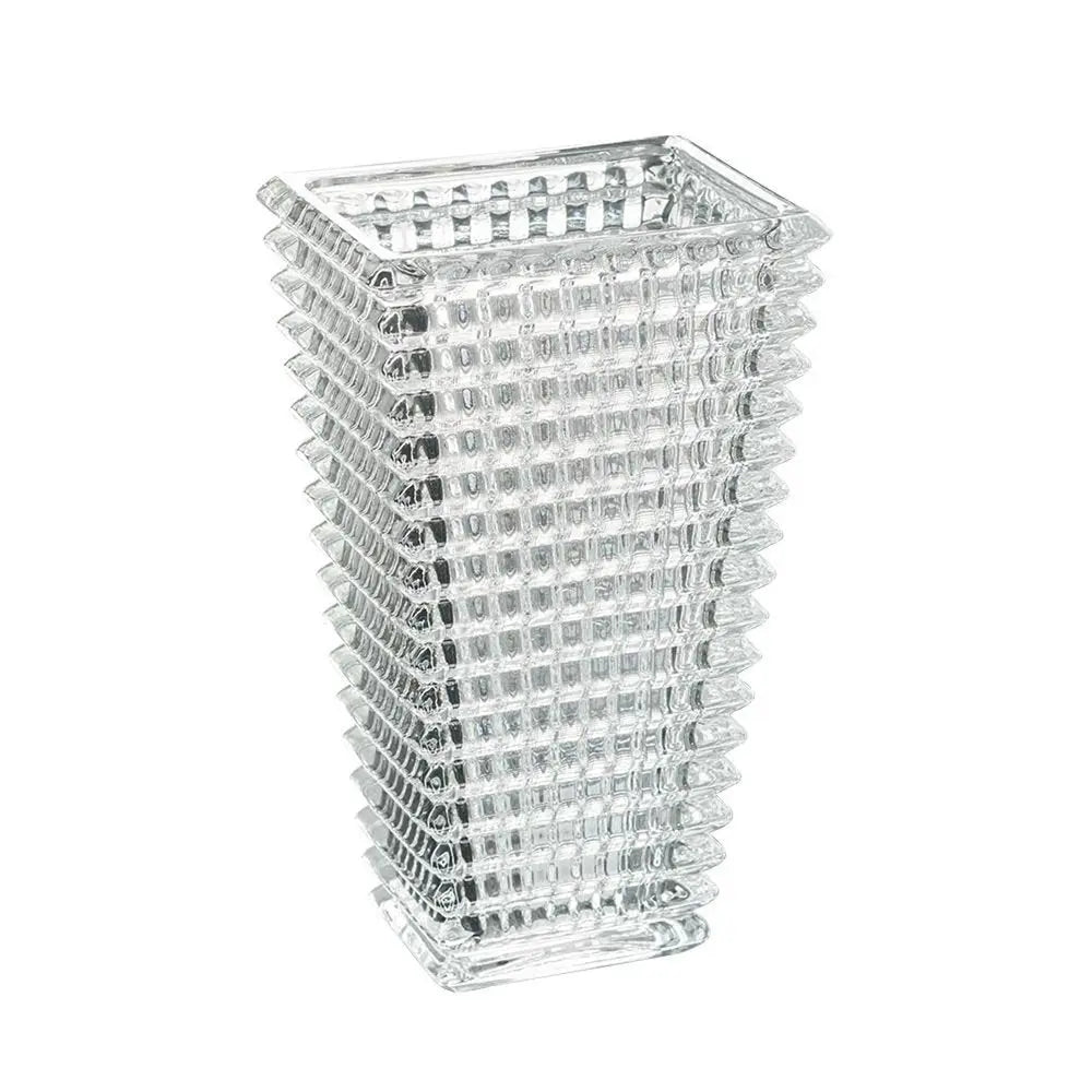 11" Clear Geometric Glass Table Vase - NOBLE HOME INTERIORS