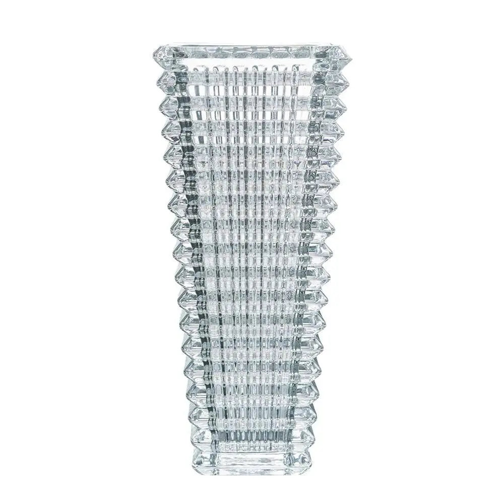 11" Clear Geometric Glass Table Vase - NOBLE HOME INTERIORS
