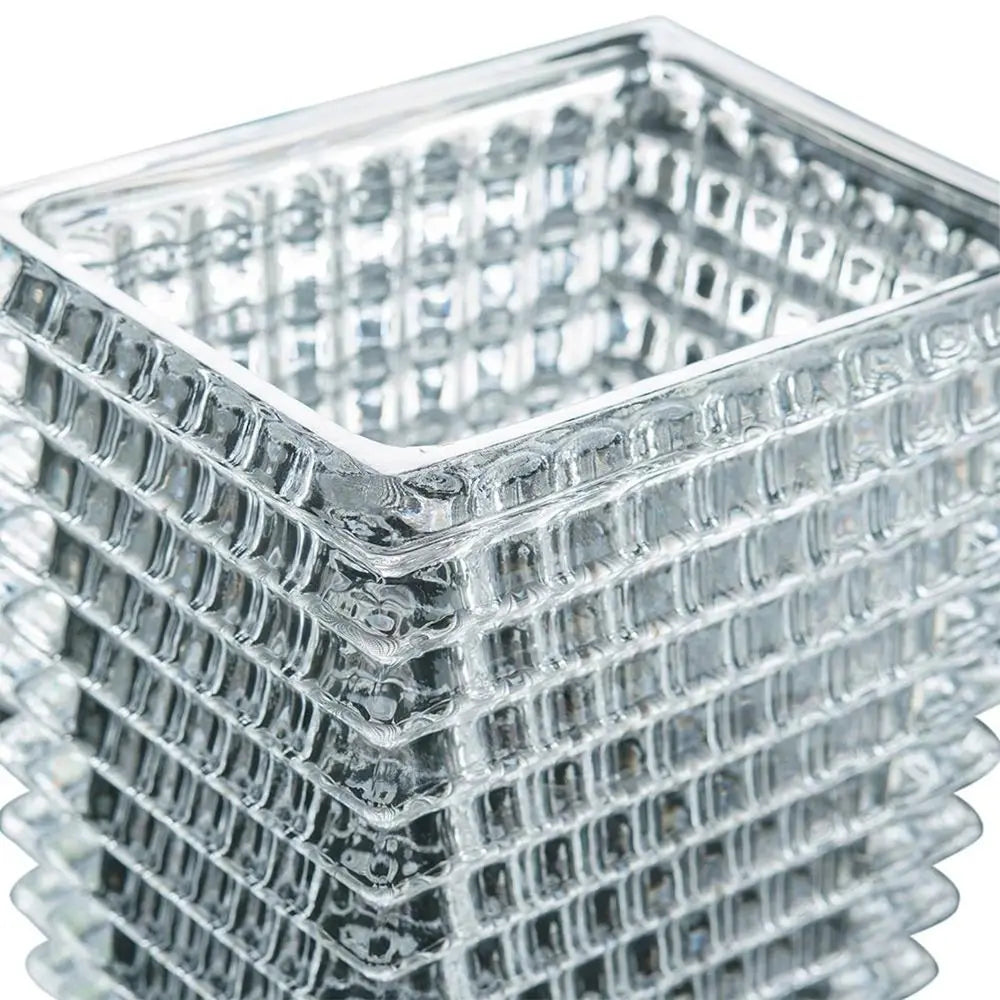 11" Clear Geometric Glass Table Vase - NOBLE HOME INTERIORS