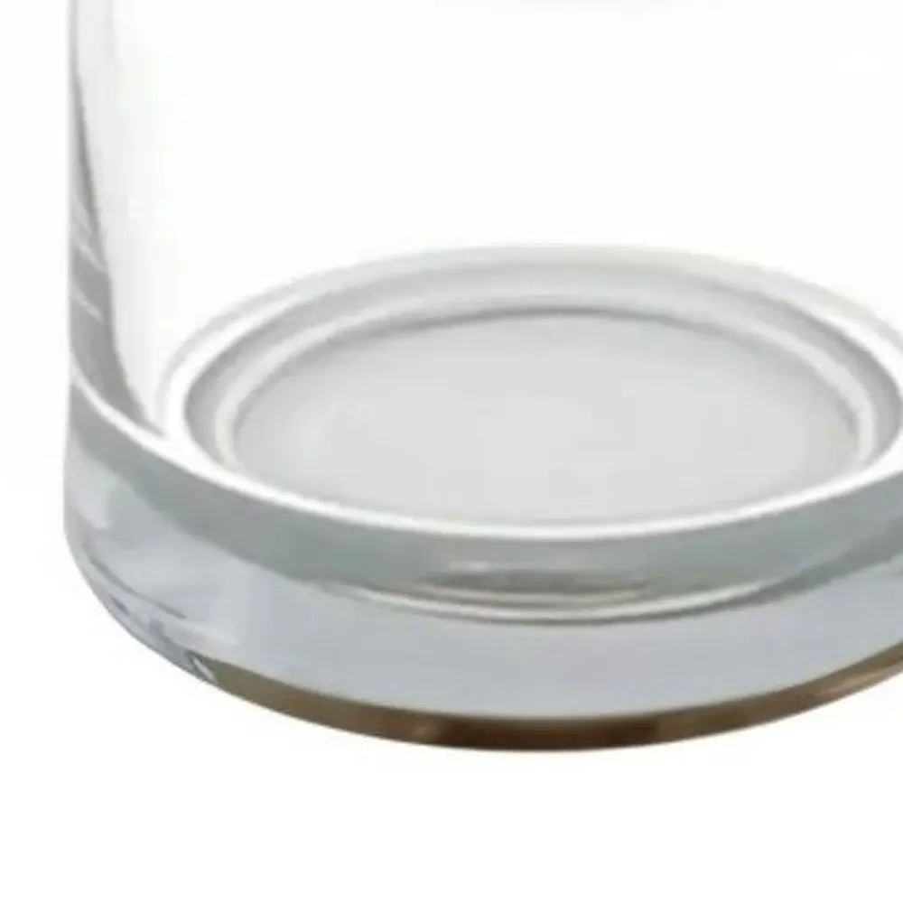 11" Clear Glass Centerpiece Pillar Candle Holder With Candle - NOBLE HOME INTERIORS