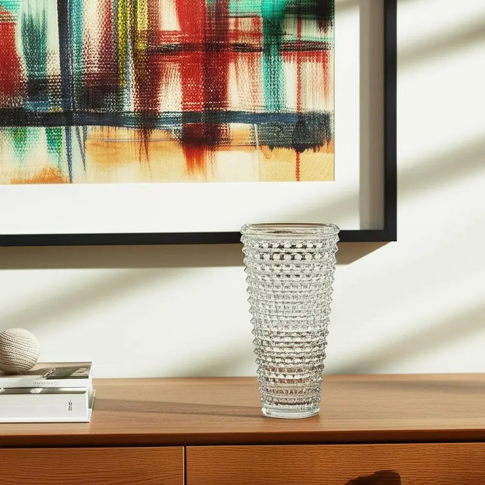 11" Clear Round Glass Table Vase - NOBLE HOME INTERIORS