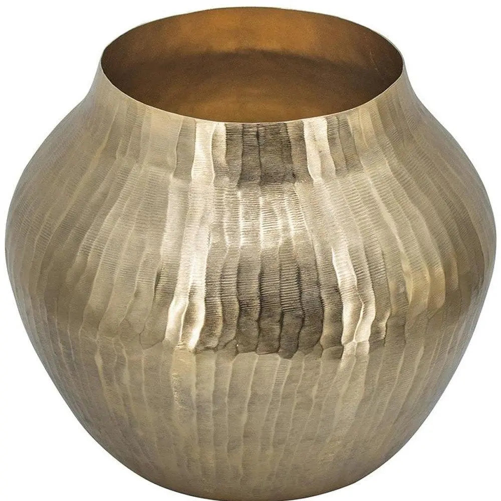 11" Gold Aluminum Round Table Vase - NOBLE HOME INTERIORS