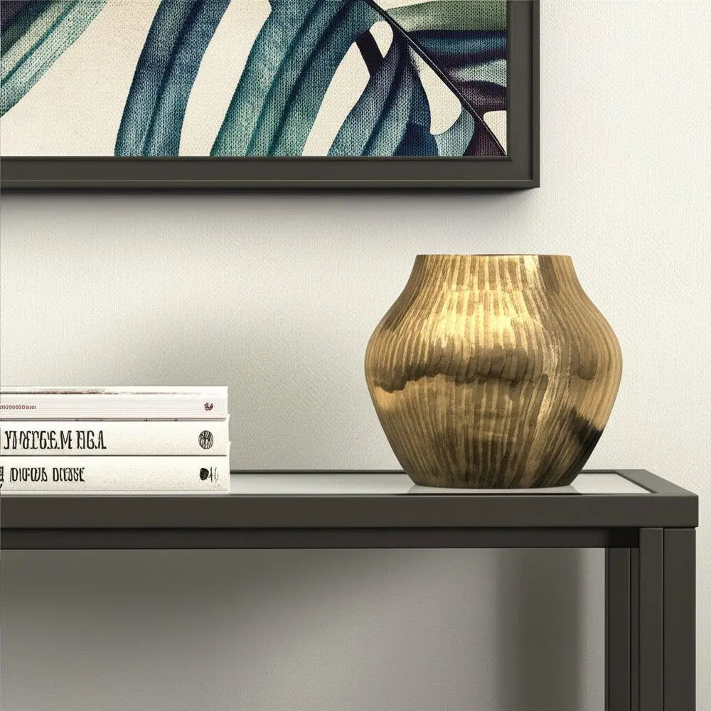 11" Gold Aluminum Round Table Vase - NOBLE HOME INTERIORS