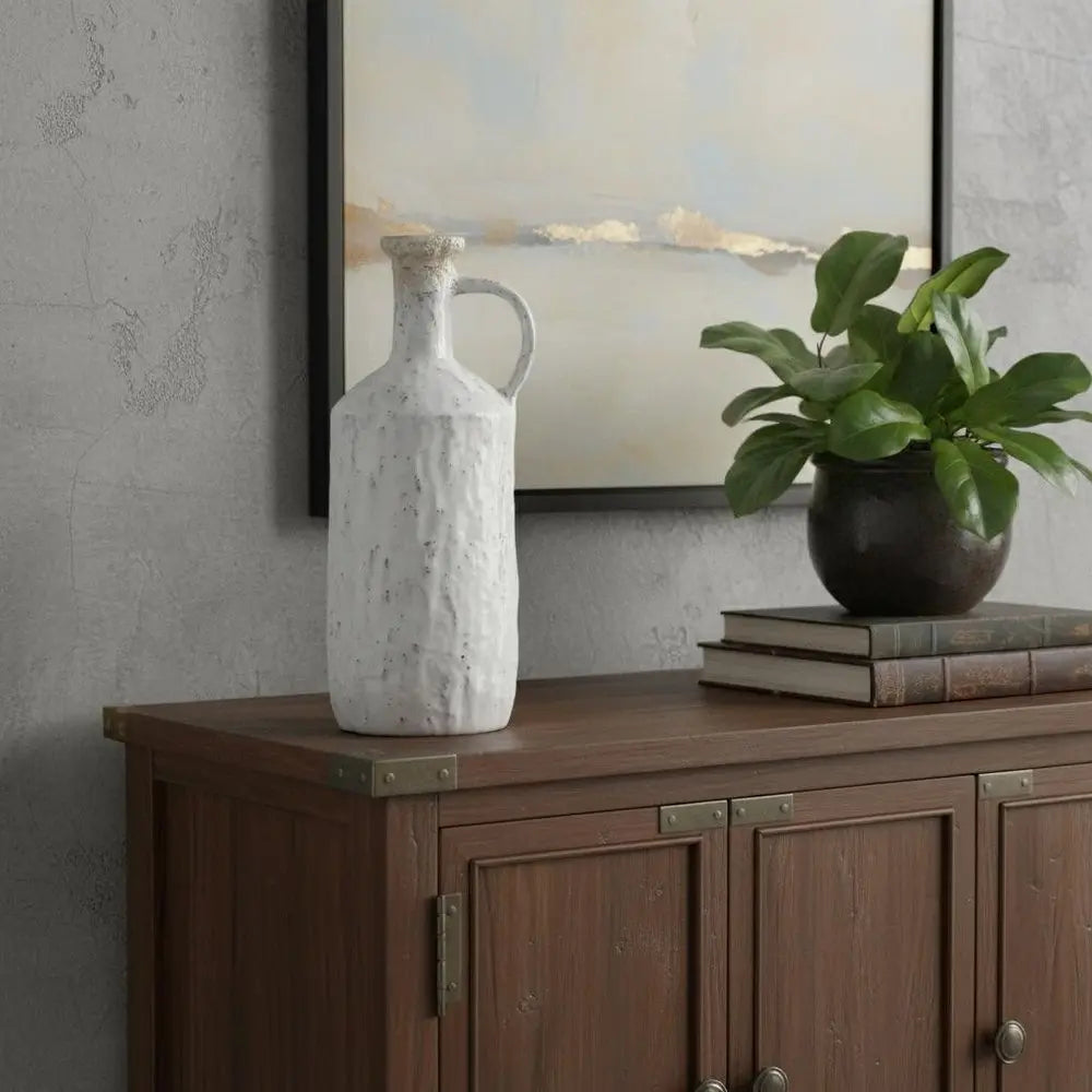 11" Ivory Terracotta Round Jug Vase - NOBLE HOME INTERIORS