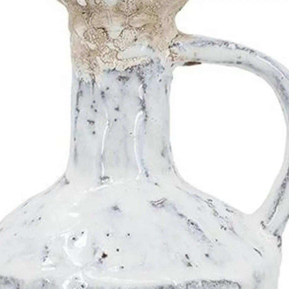 11" Ivory Terracotta Round Jug Vase - NOBLE HOME INTERIORS