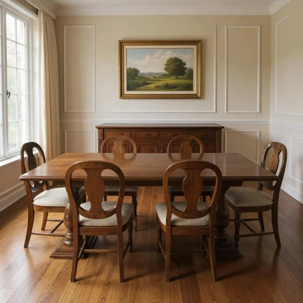 11 Piece Brown Solid Wood Dining Set with 10 - NOVA HOME FURNITURE