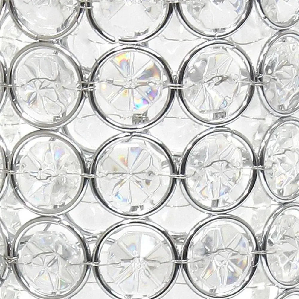 11" Silver And Clear Clear Crystal Cylinder Table Vase With Crystals - NOBLE HOME INTERIORS