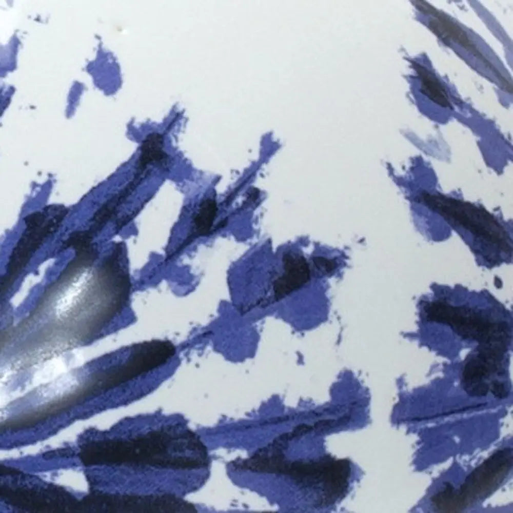 11" White And Blue Round Ceramic Urn - NOBLE HOME INTERIORS