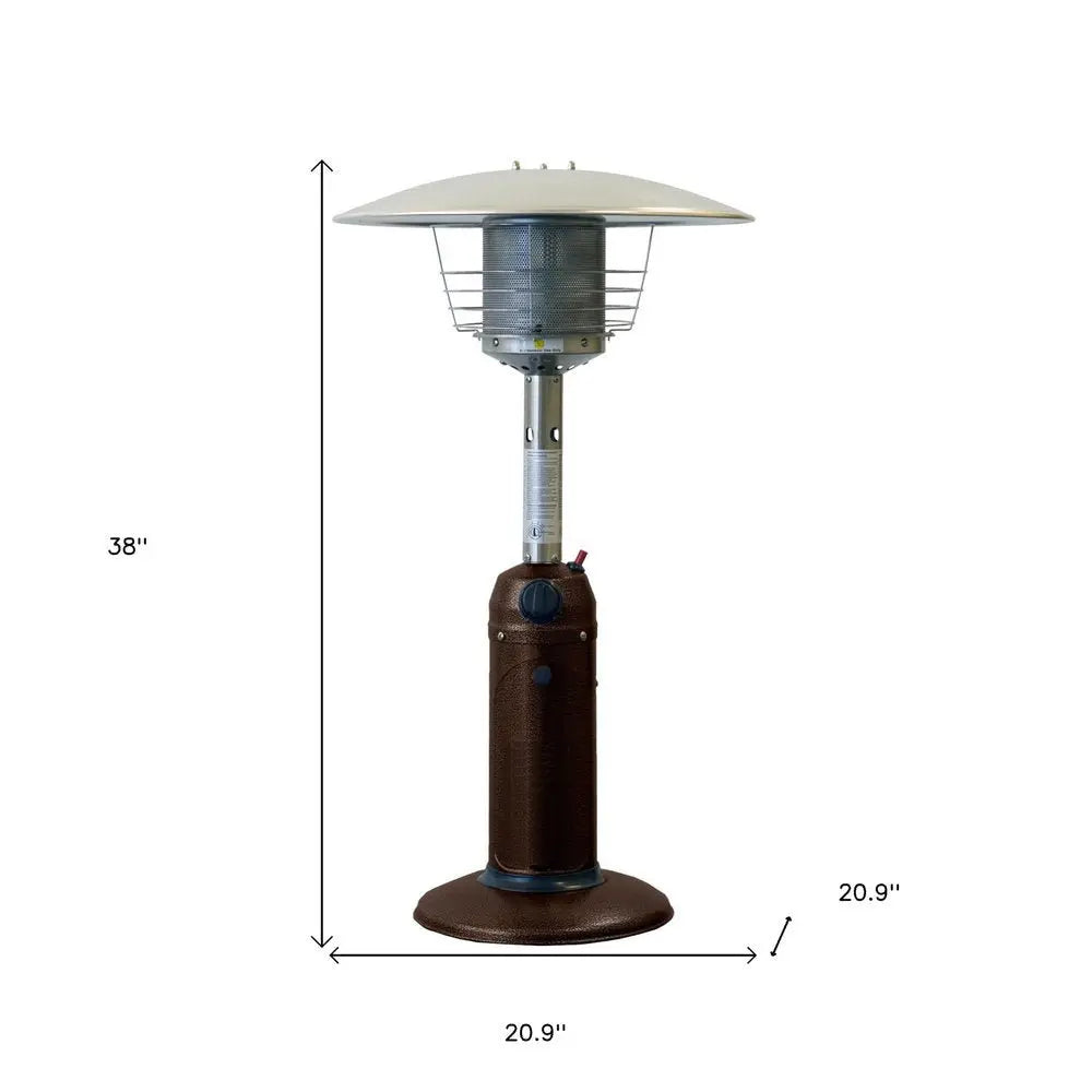 11000 BTU Bronze Steel Propane Cylindrical Pole Tabletop Patio Heater - NOBLE HOME INTERIORS