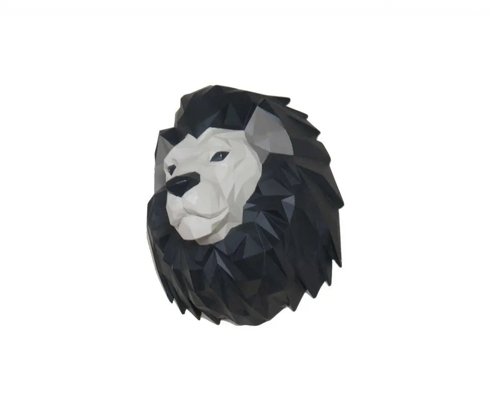 11.5" X 9.5" X 14" Origami Lion Head Wall Decoration - NOBLE HOME INTERIORS