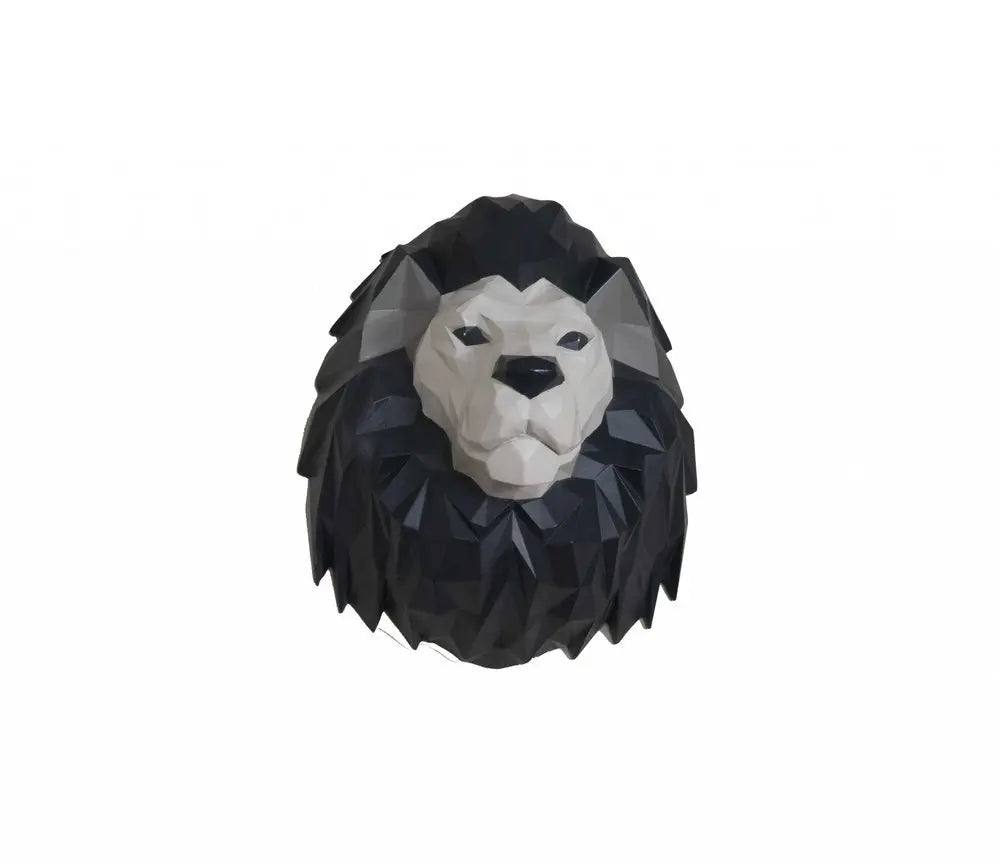 11.5" X 9.5" X 14" Origami Lion Head Wall Decoration - NOBLE HOME INTERIORS