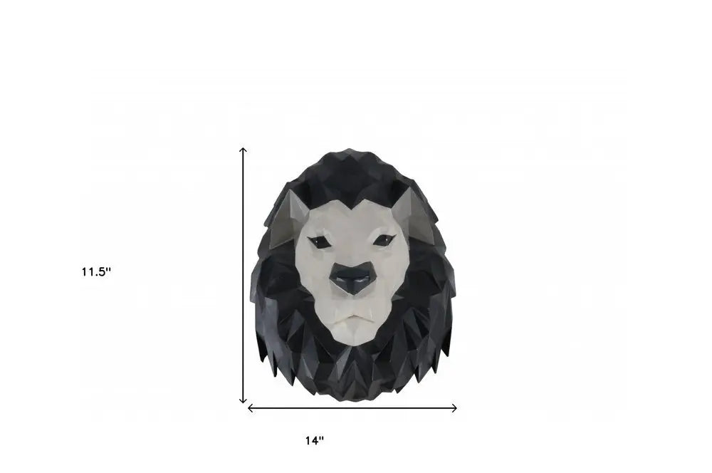 11.5" X 9.5" X 14" Origami Lion Head Wall Decoration - NOBLE HOME INTERIORS