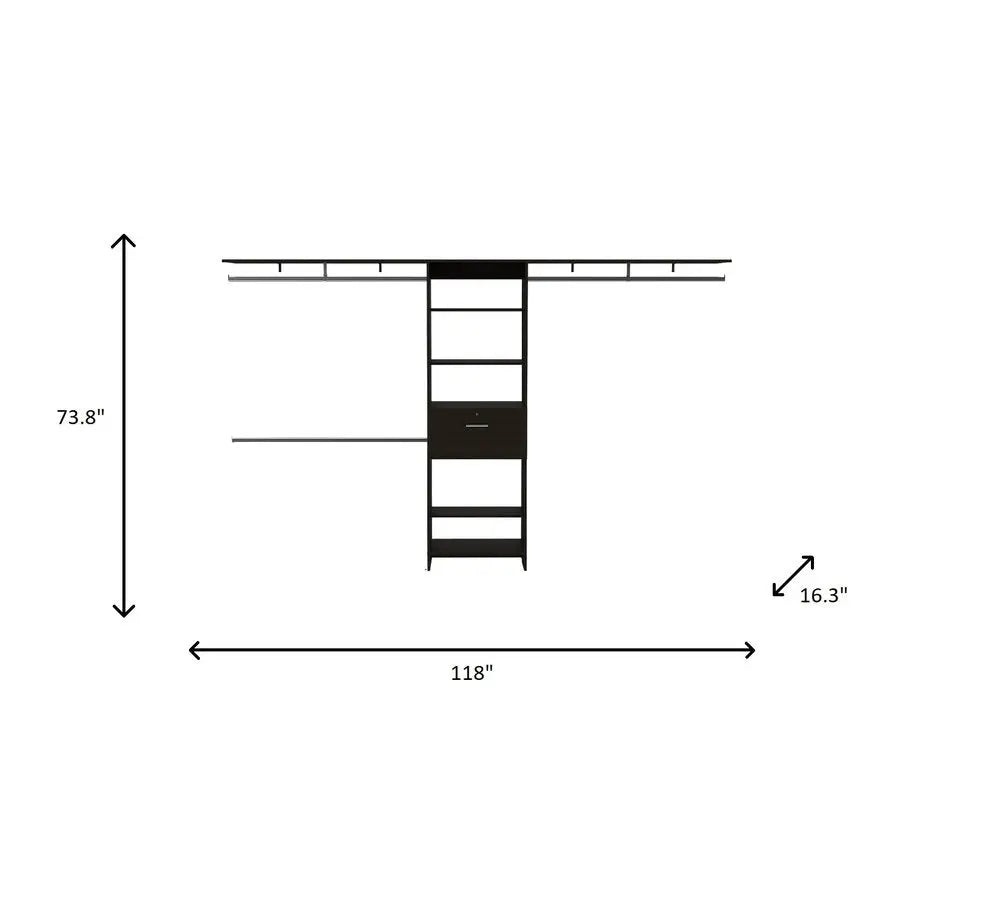 118" Black Manufactured Wood Organizer - NOBLE HOME INTERIORS