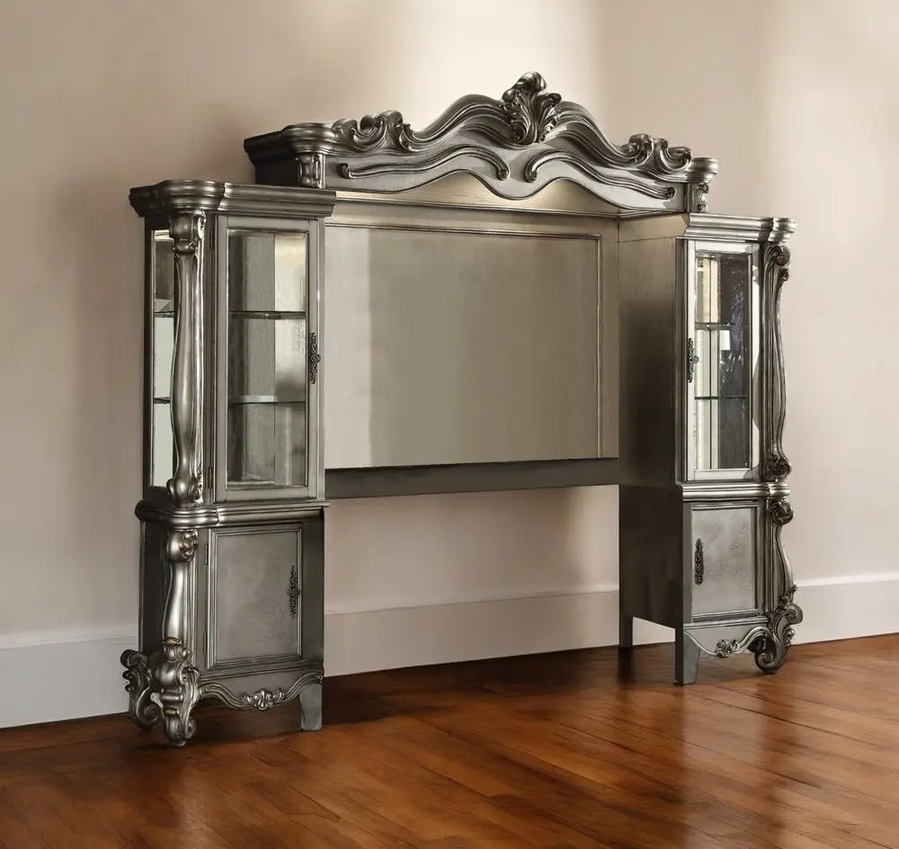 118" Platinum Solid Wood Floating Mount Entertainment Center - NOBLE HOME INTERIORS