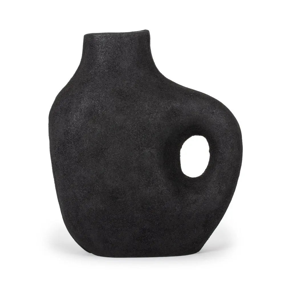12" Black Aluminum Modern Abstract Table Vase - NOBLE HOME INTERIORS