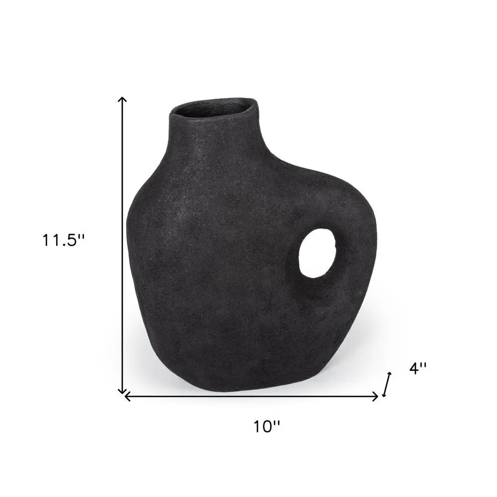 12" Black Aluminum Modern Abstract Table Vase - NOBLE HOME INTERIORS