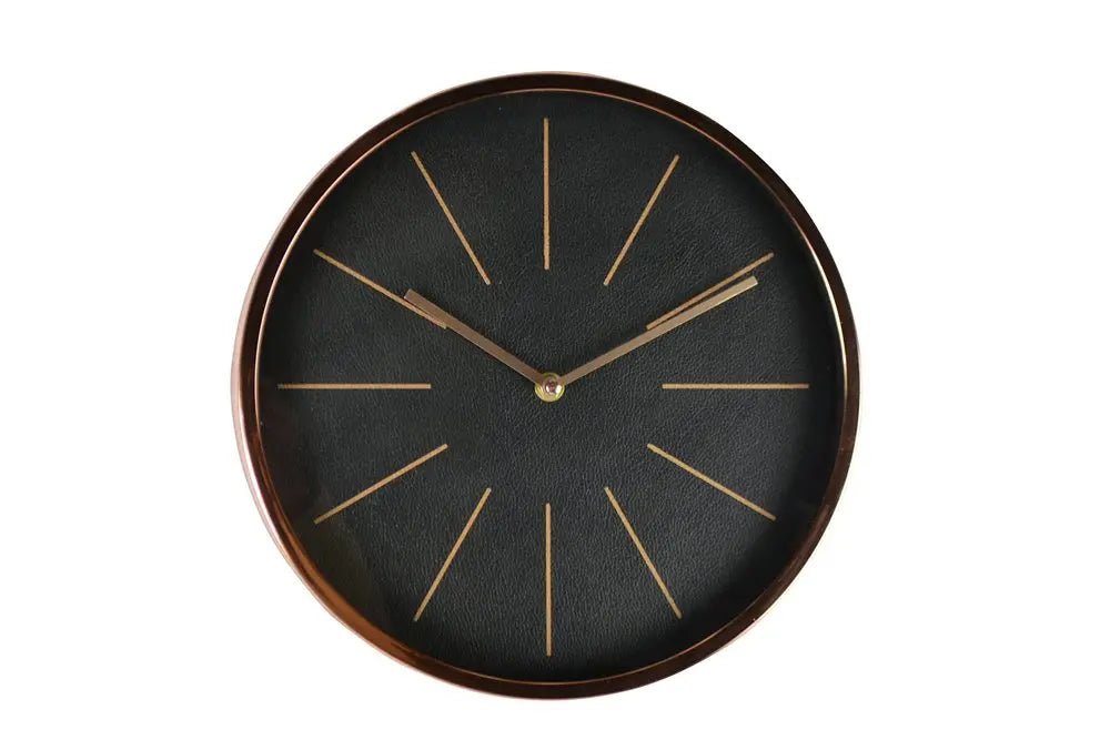 12" Black And Rose Gold Heavy Duty Plastic Silent Analog Round Wall Clock - NOBLE HOME INTERIORS