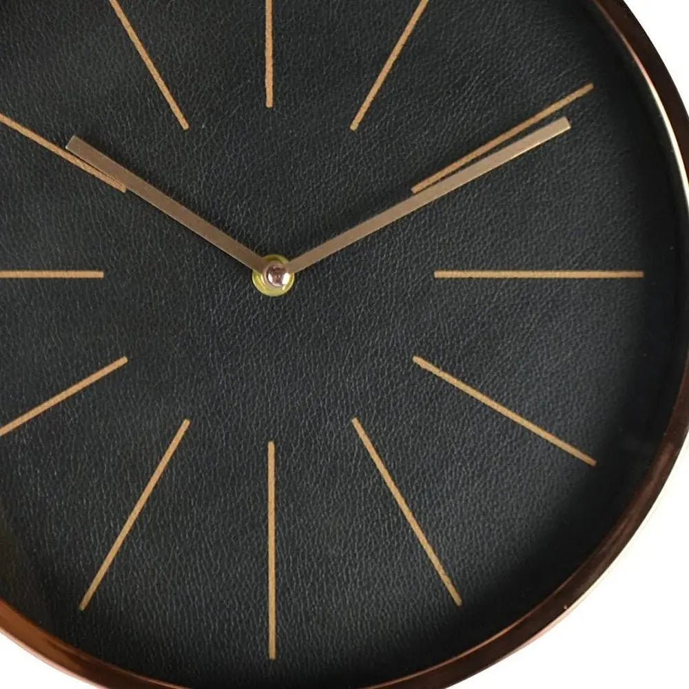 12" Black And Rose Gold Heavy Duty Plastic Silent Analog Round Wall Clock - NOBLE HOME INTERIORS