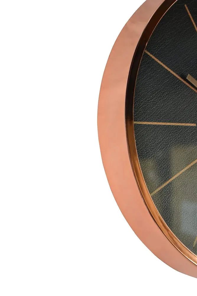 12" Black And Rose Gold Heavy Duty Plastic Silent Analog Round Wall Clock - NOBLE HOME INTERIORS