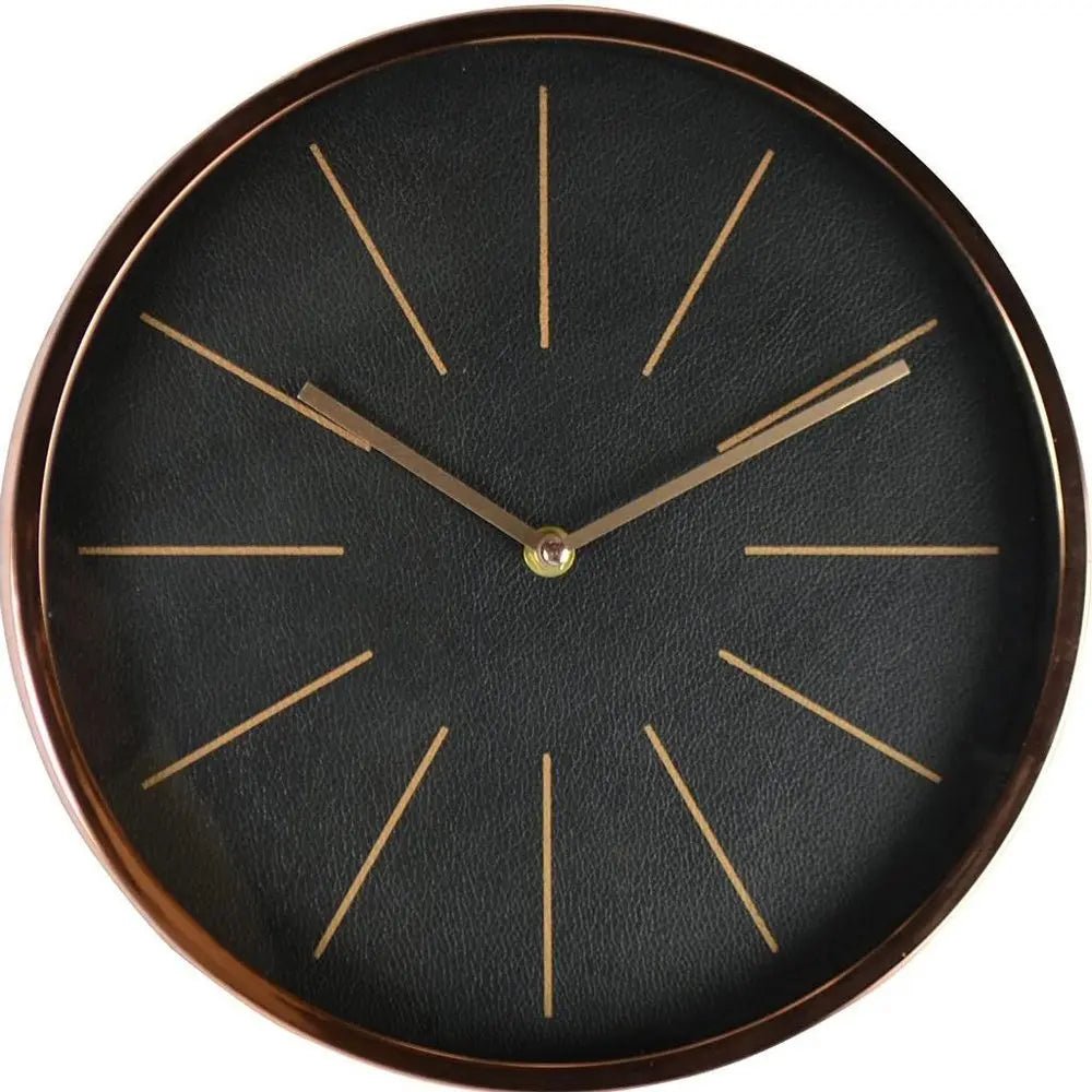 12" Black And Rose Gold Heavy Duty Plastic Silent Analog Round Wall Clock - NOBLE HOME INTERIORS