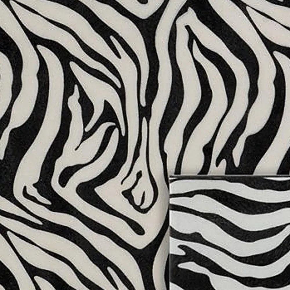 12" Black And White Zebra Iron And Resin Square Hanging Wall Tile - NOBLE HOME INTERIORS