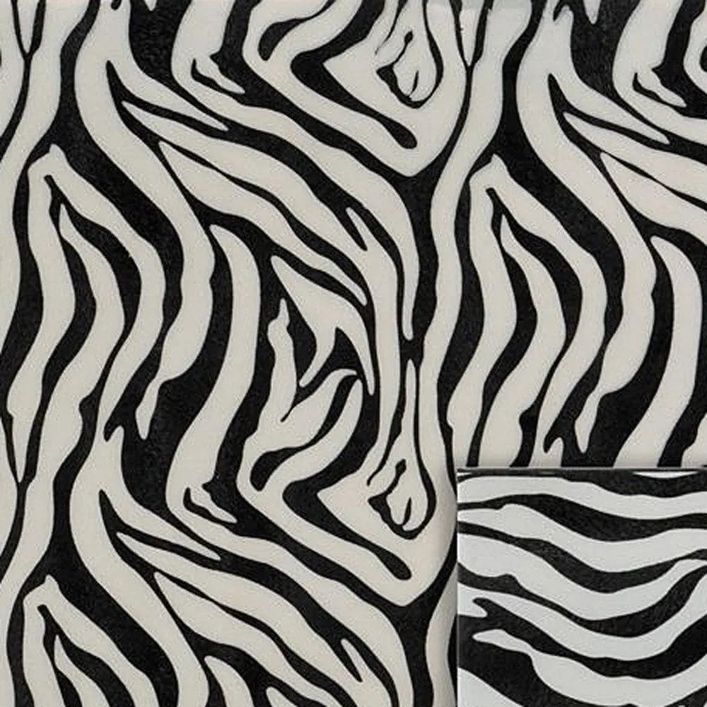 12" Black And White Zebra Iron And Resin Square Hanging Wall Tile - NOBLE HOME INTERIORS