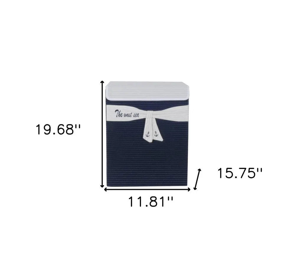 12" Blue Fabric Basket - NOBLE HOME INTERIORS