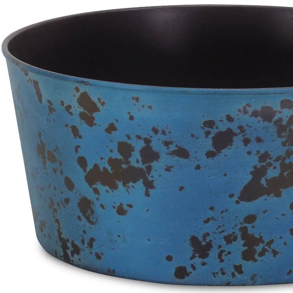 12" Blue Recycled Plastic Indoor Outdoor Round Pot Planter - NOBLE HOME INTERIORS