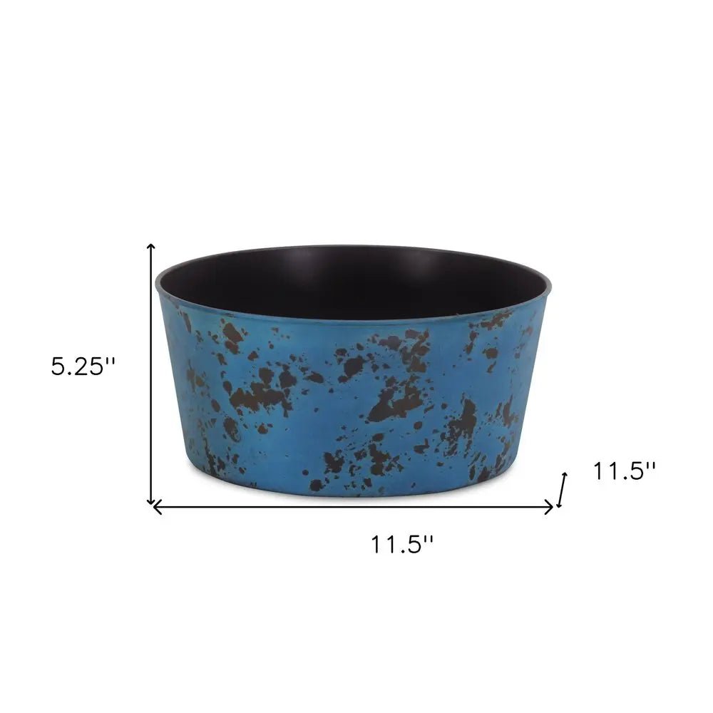 12" Blue Recycled Plastic Indoor Outdoor Round Pot Planter - NOBLE HOME INTERIORS