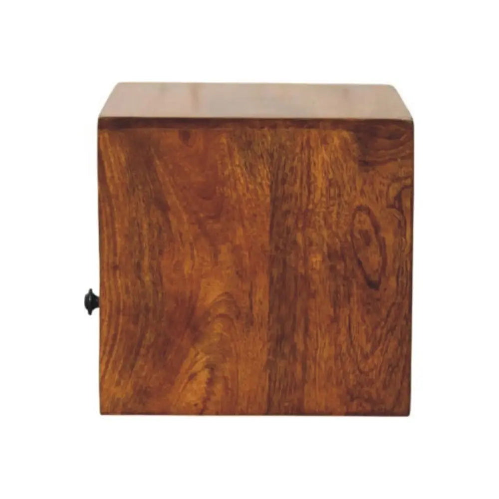 12" Chestnut Solid Wood Square One Drawer Floating Nightstand - NOBLE HOME INTERIORS