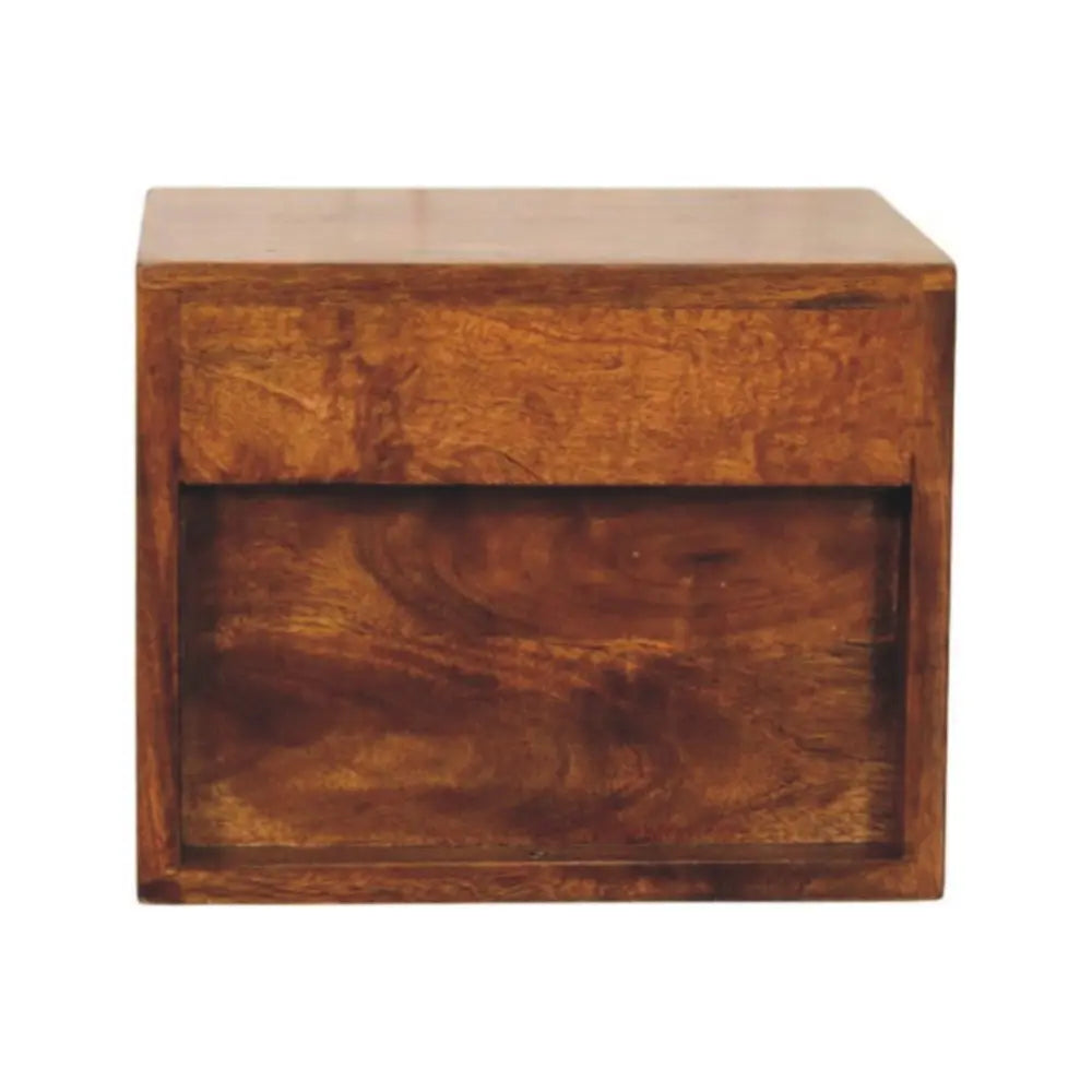 12" Chestnut Solid Wood Two Drawer Floating Nightstand - NOBLE HOME INTERIORS