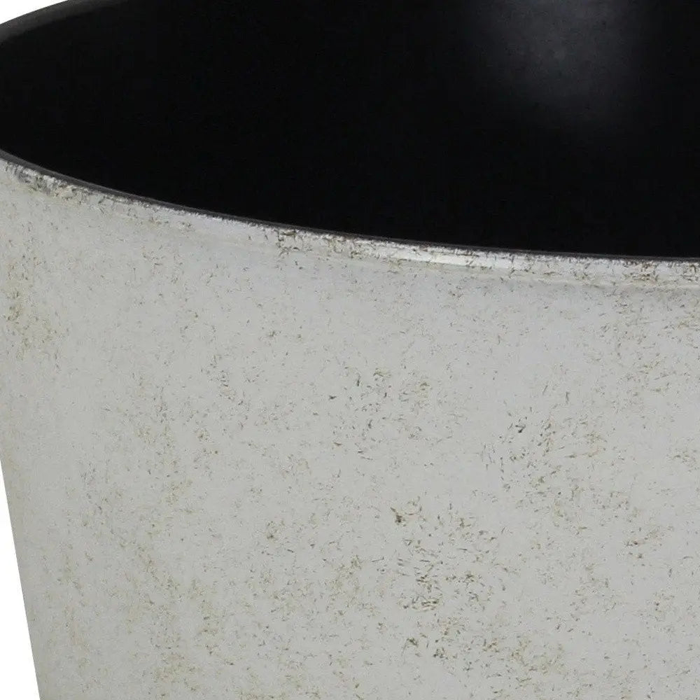 12" Cream Recycled Plastic Indoor Outdoor Round Pot Planter - NOBLE HOME INTERIORS