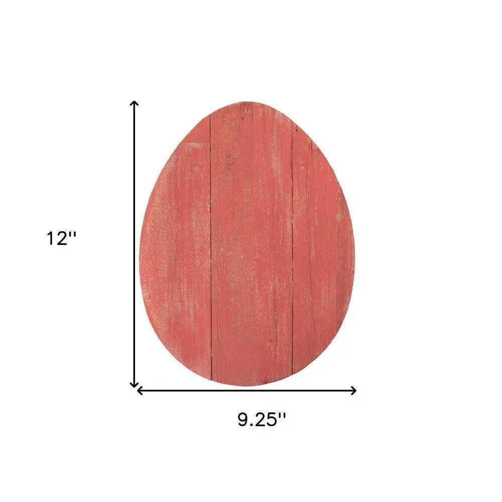 12" Farmhouse Red Wooden Large Egg - NOBLE HOME INTERIORS