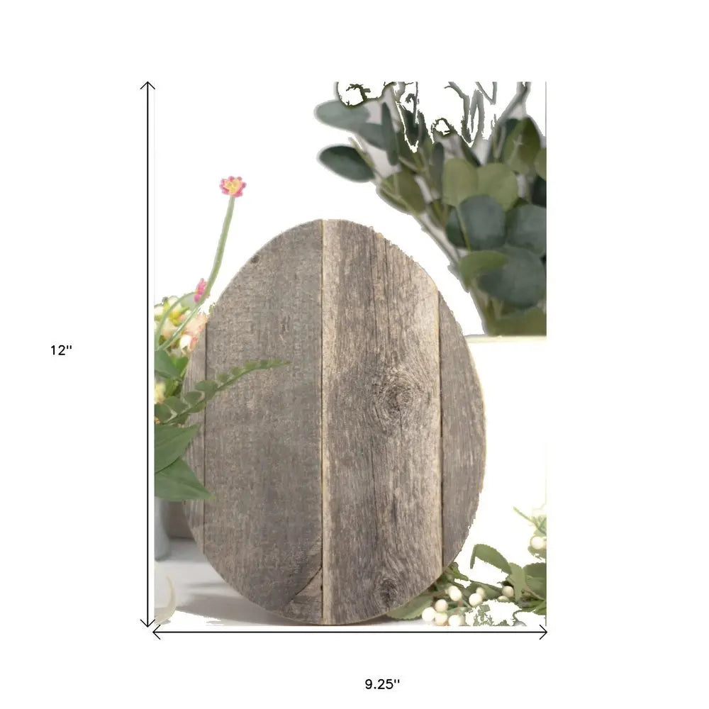 12" Farmhouse Weathered Gray Wooden Large Egg - NOBLE HOME INTERIORS