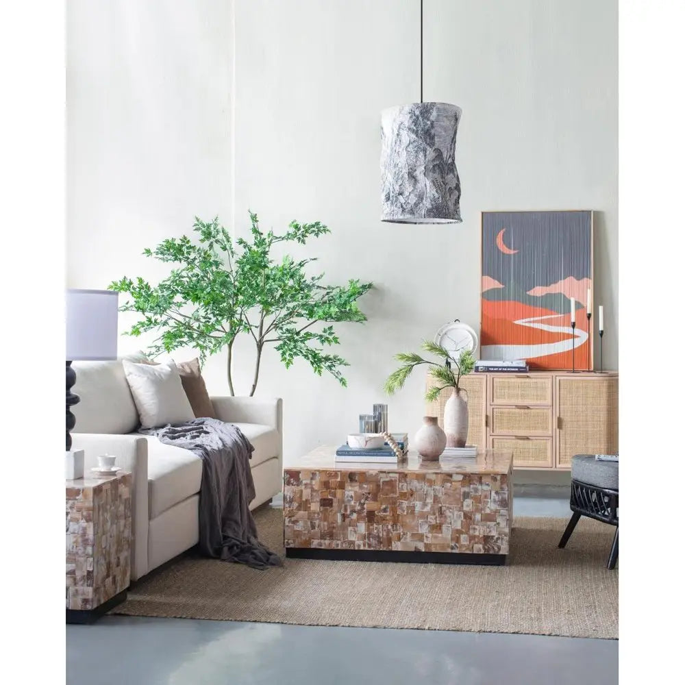 12" Ivory and Brown Ceramic Round Jug Vase - NOBLE HOME INTERIORS