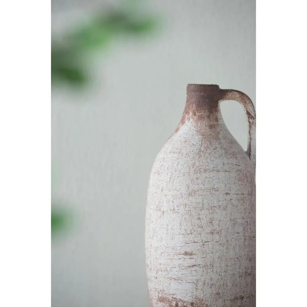 12" Ivory and Brown Ceramic Round Jug Vase - NOBLE HOME INTERIORS