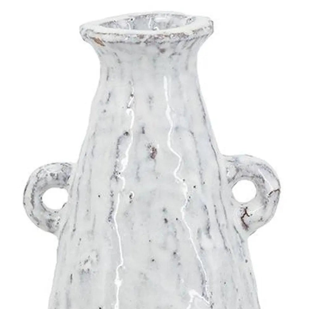 12" Ivory Terracotta Round Jug Vase - NOBLE HOME INTERIORS