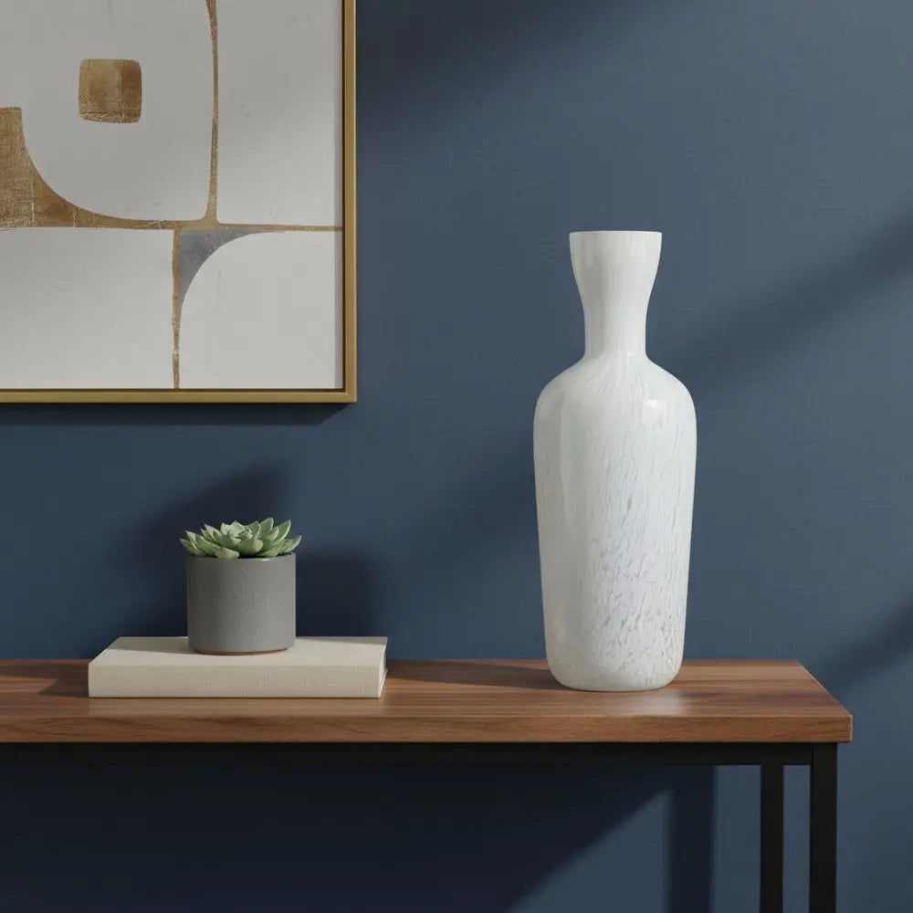 12" Opal Swirl Art Glass Cylinder Table Vase - NOBLE HOME INTERIORS