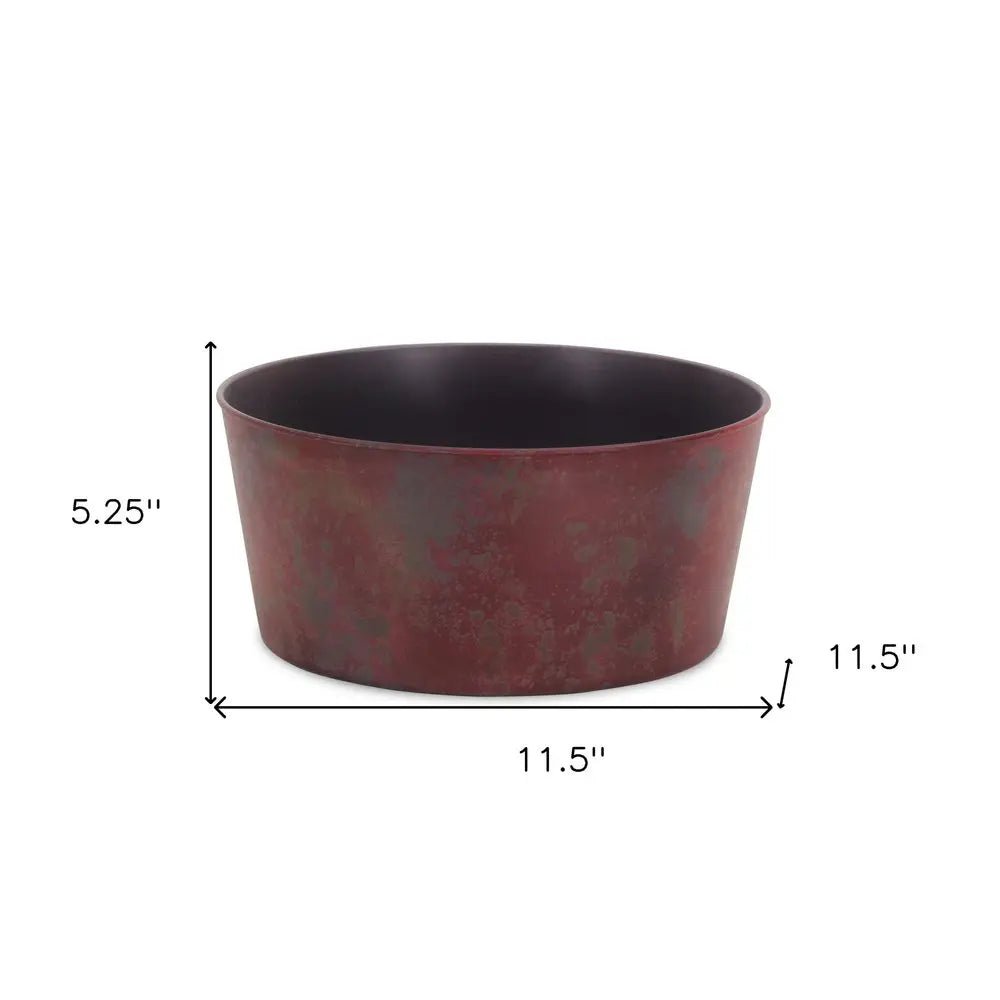 12" Red Recycled Plastic Indoor Outdoor Round Pot Planter - NOBLE HOME INTERIORS