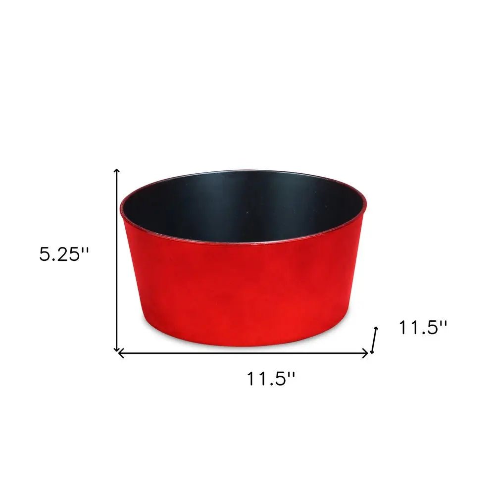 12" Red Recycled Plastic Indoor Outdoor Round Pot Planter - NOBLE HOME INTERIORS