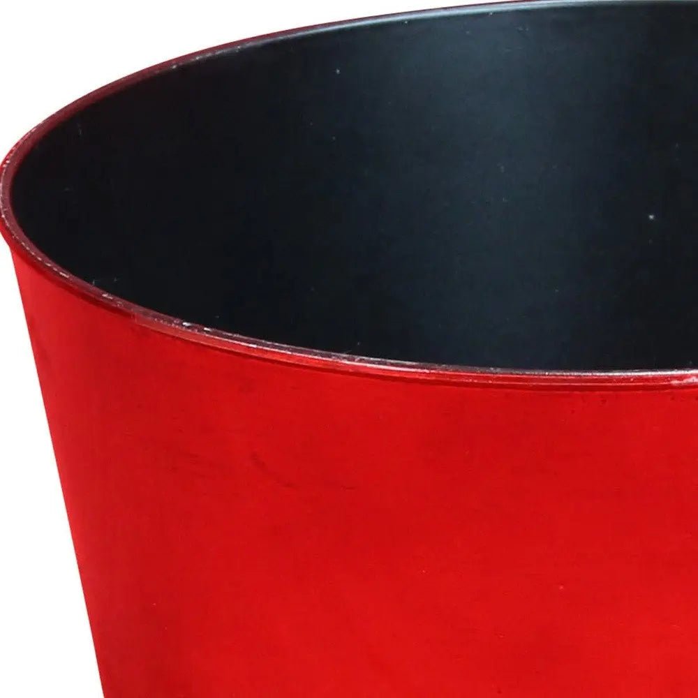12" Red Recycled Plastic Indoor Outdoor Round Pot Planter - NOBLE HOME INTERIORS