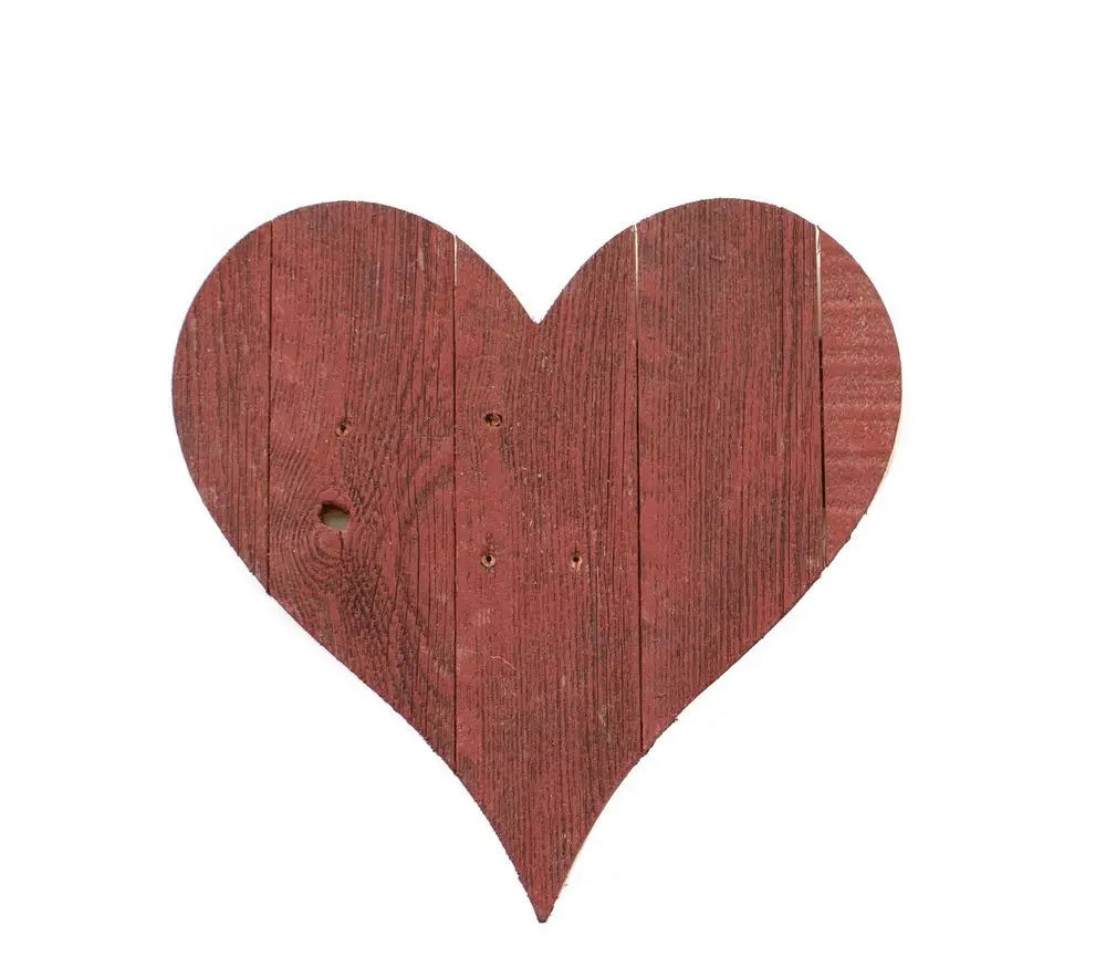 12" Rustic Red Reclaimed Wood Heart Wall Decor - NOBLE HOME INTERIORS