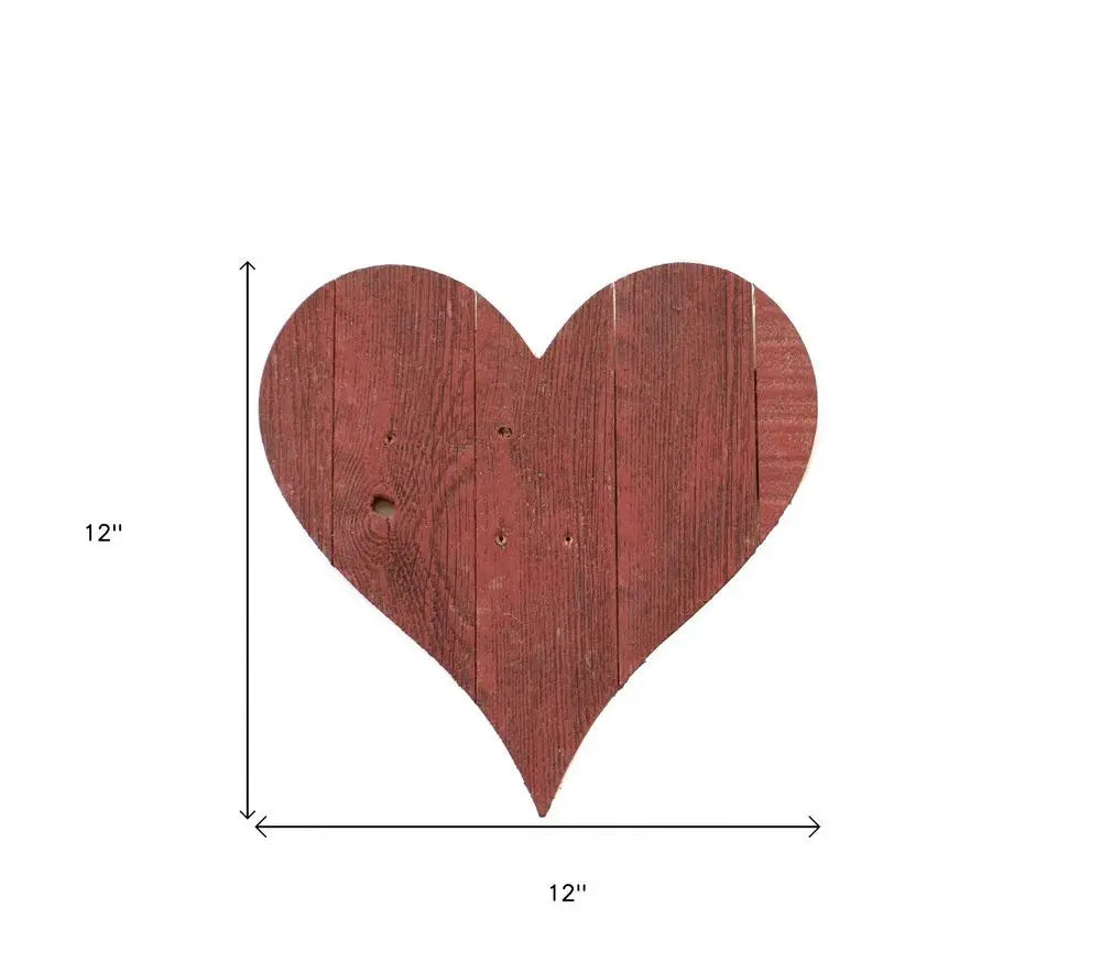 12" Rustic Red Reclaimed Wood Heart Wall Decor - NOBLE HOME INTERIORS