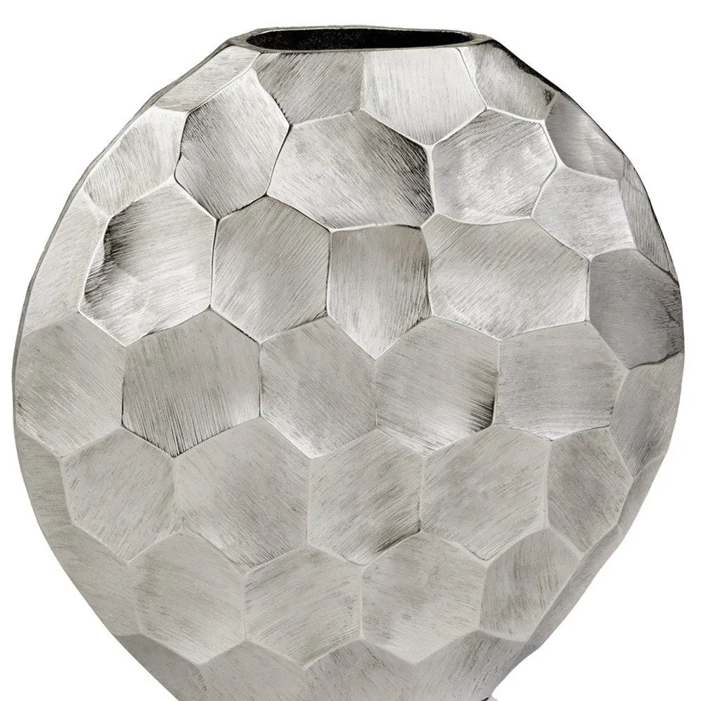 12" Silver Aluminum Cylinder Table Vase - NOBLE HOME INTERIORS