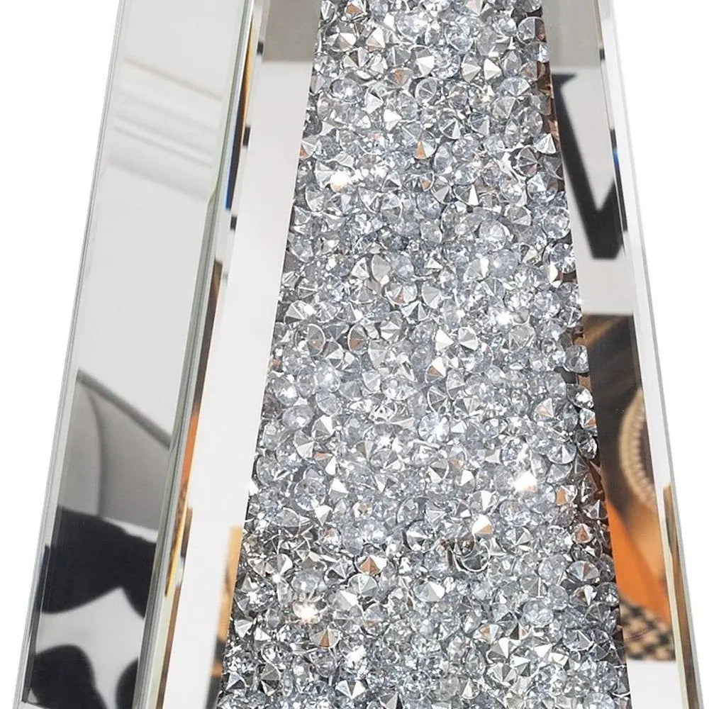 12" Silver Faux Crystal And Mirrored Glass Table Vase - NOBLE HOME INTERIORS