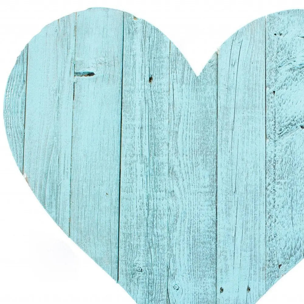 12" Turquoise Reclaimed Wood Heart Wall Decor - NOBLE HOME INTERIORS