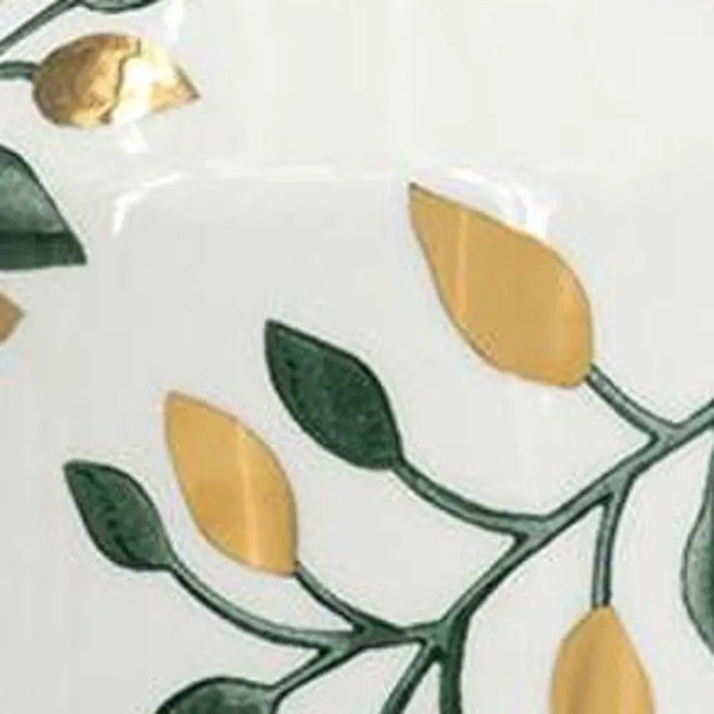 12" White Green And Gold Floral Leaf Bud Ceramic Table Vase - NOBLE HOME INTERIORS