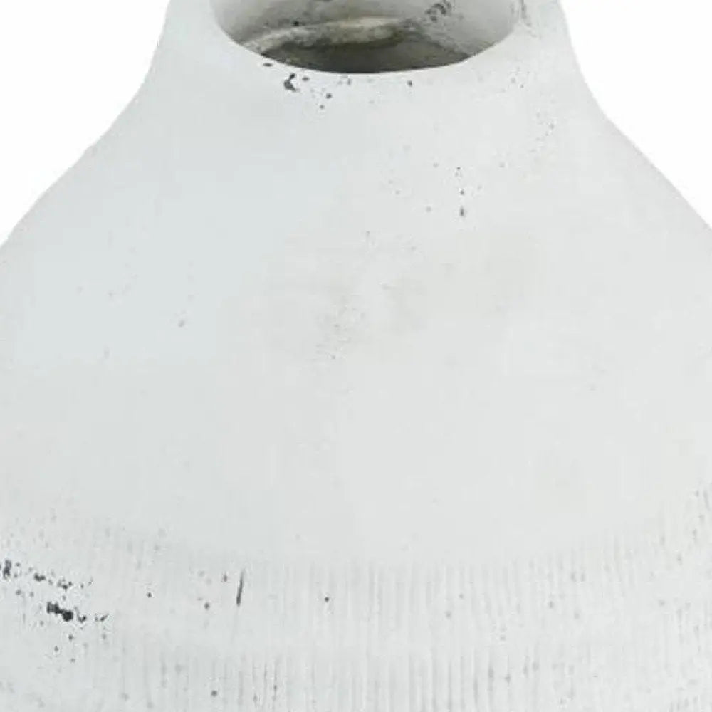 12" White Stoneware Round Jug Vase - NOBLE HOME INTERIORS