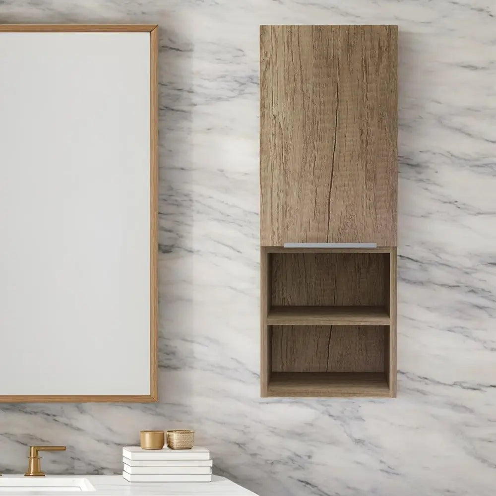 12" Wood Brown Standard Accent Cabinet With Four Shelves - NOVA HOME FURNITURE